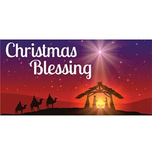 BANNER BUZZ MAKE IT VISIBLE Christmas Blessing Banner, Holiday Christmas Party Decor Banner Sign, Heavy Duty 11 Oz Vinyl, Metal Grommets & Hemmed Edges, Perfect for Outdoor Home Garden Decor (8' X 3')