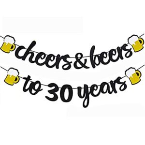 morndew 2 set cheers beers to 30 years banner for 30th birthday party sign backdrops wedding anniversary celebration party retirement party decorations