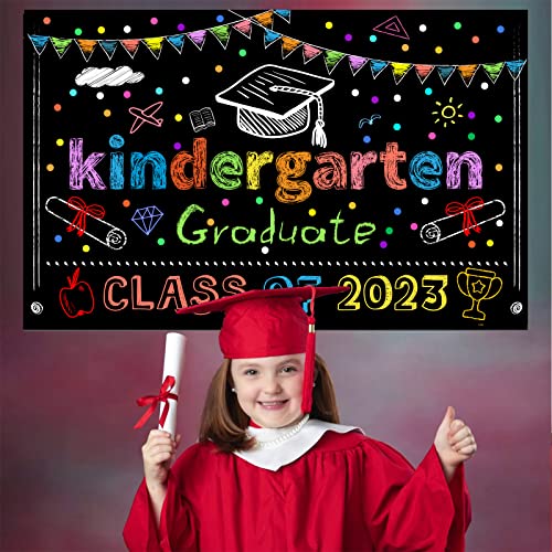 Littleloverly Kindergarten Graduation Banner Backdrop Party Decorations Class of 2022 Preschool Kids Congrats Grad Banner Outdoor Yard Sign Kindergarten Graduation