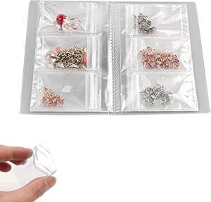 transparent jewelry storage book, earring organizer book, anti oxidation jewelry storage, pvc, anti tarnish, resealable (84 grids +50pcs jewelry storage bag)