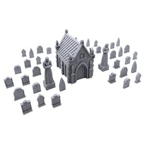endertoys mausoleum graveyard scene, terrain scenery for tabletop 28mm miniatures wargame, 3d printed and paintable