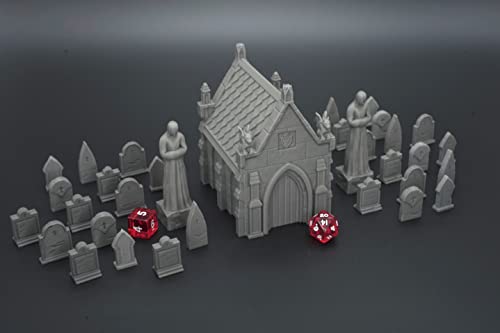 EnderToys Mausoleum Graveyard Scene, Terrain Scenery for Tabletop 28mm Miniatures Wargame, 3D Printed and Paintable