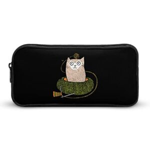 Cat Knitting Pencil Case Pencil Pouch Coin Pouch Cosmetic Bag Office Stationery Organizer