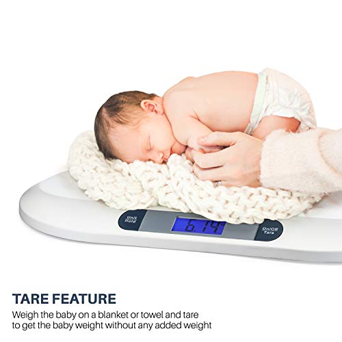 Smart Weigh Comfort Baby Scale, 44 Pound Capacity, 3 Weighing Modes, Accurate Digital Scale for Infants, Toddlers, and Babies