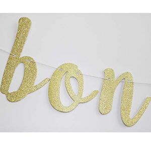 Bon Voyage Banner, Gold Glitter Sign Garlands for Travel Theme Party, Moving/Graduation/Retirement Party Supplies Decorations