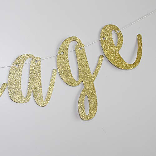 Bon Voyage Banner, Gold Glitter Sign Garlands for Travel Theme Party, Moving/Graduation/Retirement Party Supplies Decorations