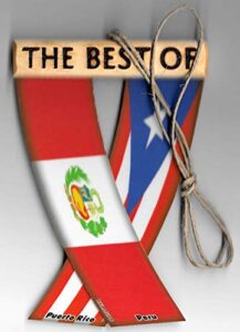 puerto rico and peru perurican boricua peruvian caribbean south american rearview mirror mini banner hanging flags for the car unity flagz™