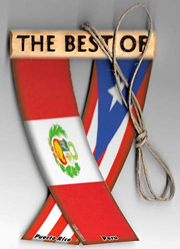 PUERTO RICO AND PERU PERURICAN BORICUA PERUVIAN CARIBBEAN SOUTH AMERICAN REARVIEW MIRROR MINI BANNER HANGING FLAGS FOR THE CAR UNITY FLAGZ™