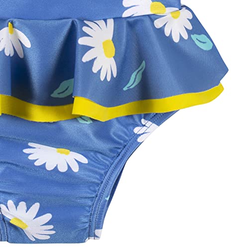 Gerber Girls' One-Piece Swimsuit, Blue Daisies, 18 Months