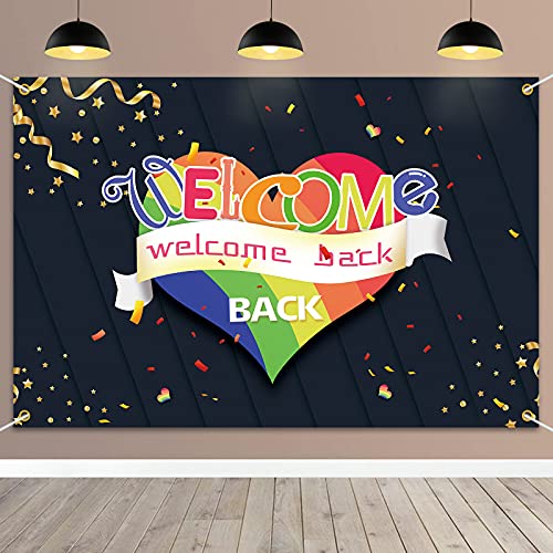 PAKBOOM Welcome Back Backdrop Banner Homecoming Return Party Decorations Supplies for Family School Party Decor – Black 3.9 x 5.9ft