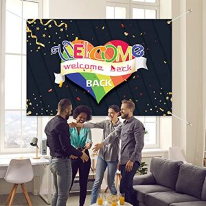 PAKBOOM Welcome Back Backdrop Banner Homecoming Return Party Decorations Supplies for Family School Party Decor – Black 3.9 x 5.9ft