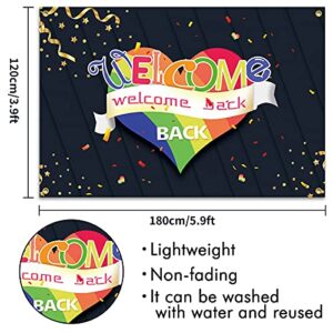 PAKBOOM Welcome Back Backdrop Banner Homecoming Return Party Decorations Supplies for Family School Party Decor – Black 3.9 x 5.9ft