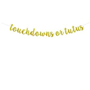 touchdowns or tutus banner for baby shower gender reveal party decorations pre-strung gold glitter paper banner gold yujiaonly