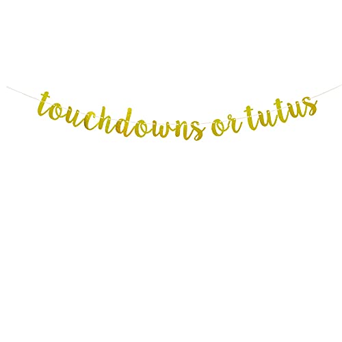 Touchdowns or Tutus Banner For Baby Shower Gender Reveal Party Decorations Pre-strung Gold Glitter Paper Banner Gold yujiaonly