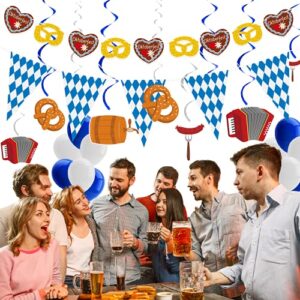 Dazonge 26ct Oktoberfest Decorations Kit | Pre-assembled 12 Oktoberfest Hanging Swirls with Cutouts, 12 Oktoberfest Balloons, 1 Oktoberfest Flag Pennant Banner and 1 Oktoberfest Cutout Garland | Oktoberfest Party Decorations