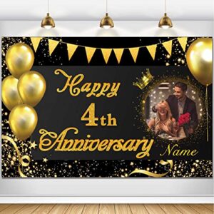 custom happy 4th anniversary decorations supplies,4th birthday decorations banner,4th wedding anniversary backdrop(4x6ft)