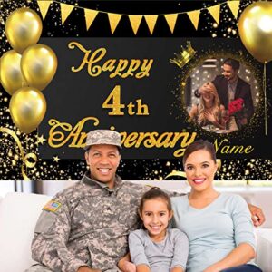 Custom Happy 4th Anniversary Decorations Supplies,4th Birthday Decorations Banner,4th Wedding Anniversary Backdrop(4x6ft)