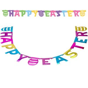 kicko easter embossed foil letter banners – 2 pack – 4.4 feet x 4 inches – for kids, party favors, decorations, home, school, work, church, egg hunts, parties, meetings, gatherings, and more