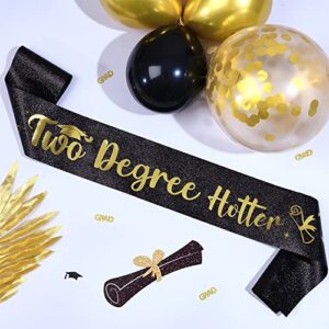 funmemoir graduation party decorations 2023 black and gold – two degree hotter sash, congrats grad class of 2023 sash for senior high school college graduation party supplies party gifts
