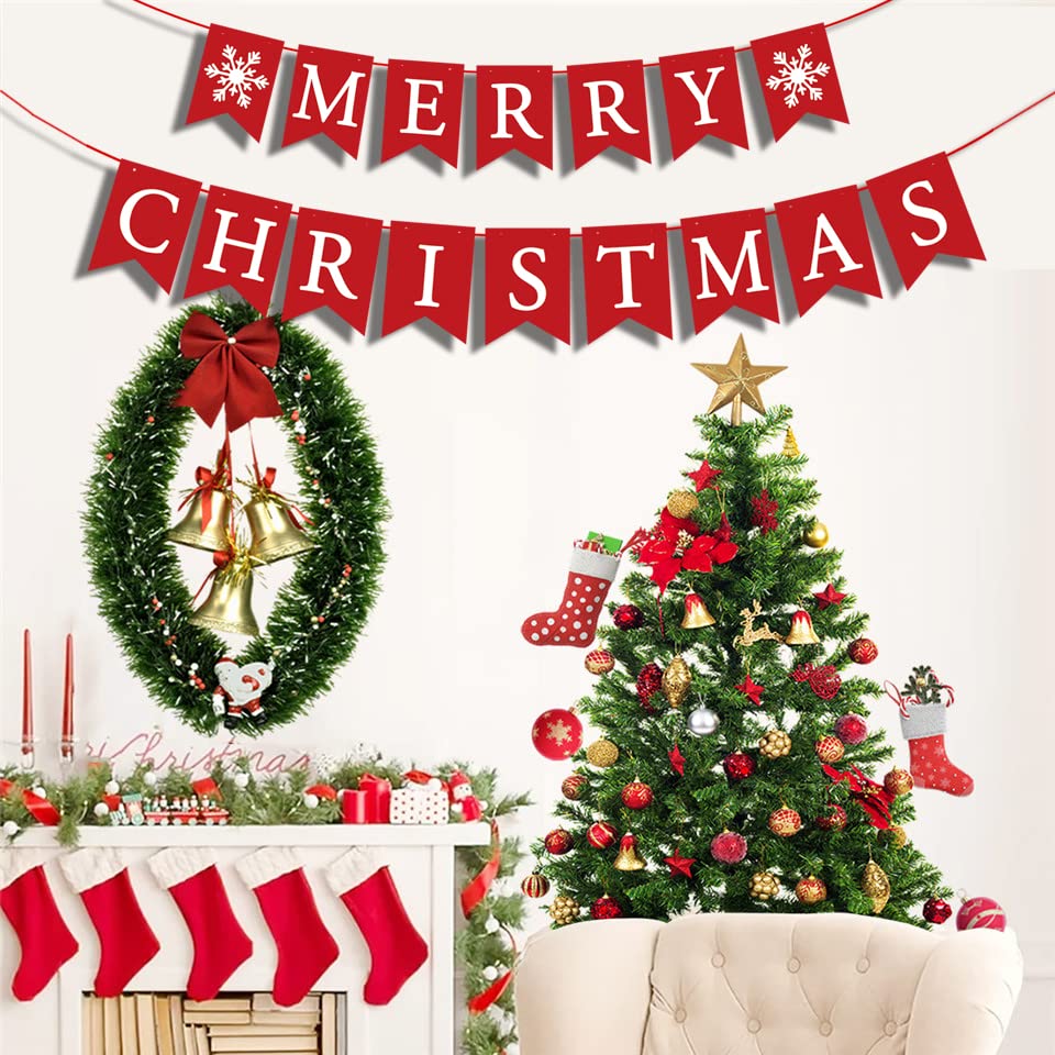 Merry Christmas Banner Merry Christmas Sign for Fireplace Christmas Decor Christmas Wall Decor Christmas Cubicle Decorations for Hanging Home Mantle Christmas Decorations Indoor Farmhouse Christmas Decor