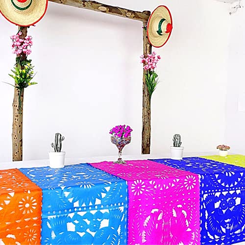 Mexican Table Runners, 6 Pack, Papel picado, 39x20 Inches, Bohemian Table Decorations, Mexican Party Theme, Cinco de Mayo, Mexico Wedding,