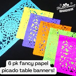 Mexican Table Runners, 6 Pack, Papel picado, 39x20 Inches, Bohemian Table Decorations, Mexican Party Theme, Cinco de Mayo, Mexico Wedding,