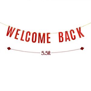 Red Glitter Welcome Back Banner Home Party Suppiles / Moving Away / Classroom Decor / Retirement Party Decorations