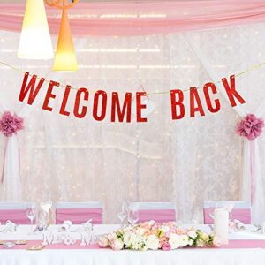 Red Glitter Welcome Back Banner Home Party Suppiles / Moving Away / Classroom Decor / Retirement Party Decorations