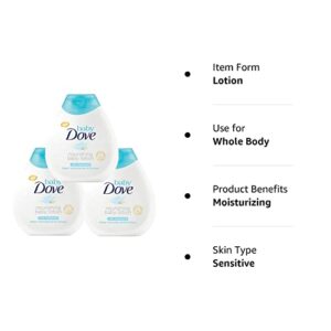 Dove Baby Sensitive Moisture Nourishing Baby Lotion, Fragrance Free - 6.76 Fl Oz / 200 mL x Pack of 3