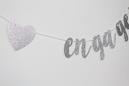 zxyxka Happy Engagement Banner, Candy/Dessert/Food/Ice Cream/Hotdog/Cupcakes/Popcorn/Drinks Table Decorations Sign for Home Party, Wedding/Engagement Party(Silver)