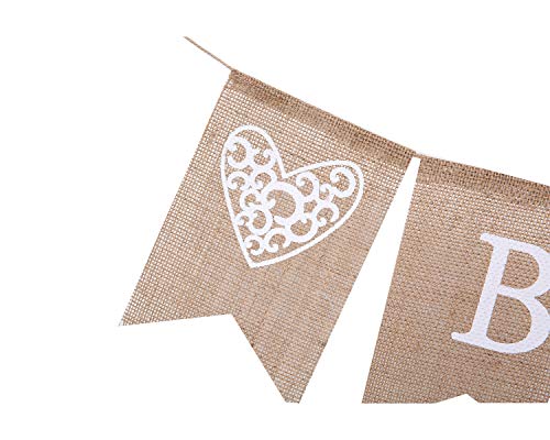 Welcome Baby for Burlap Banner - Bunting Garland for Baby Shower Party Ornament Favors, Baby Photo Prop，Baby Shower Welcome Sign (WELCOME BABY)