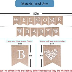 Welcome Baby for Burlap Banner - Bunting Garland for Baby Shower Party Ornament Favors, Baby Photo Prop，Baby Shower Welcome Sign (WELCOME BABY)