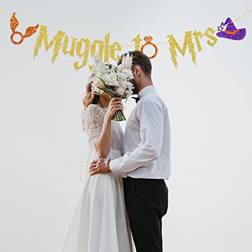 Muggle to Mrs Banner, From Muggle to Mrs, Bridal Shower, Bachelorette Party Decor, Gold Glitter