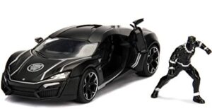 jada toys marvel black panther & lykan hypersport die-cast car, 1:24 scalevehicle & 2.75 collectible figurine