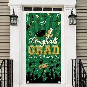 2022 graduation banner party decorations congrats grad door cover banner large fabric graduation sign for indoor outdoor photography background(green)