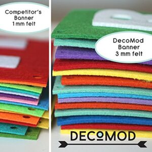 Decomod Premium Felt Custom Banner Kit Bunting & Letters Laser Cut Customizable Length - Rainbow