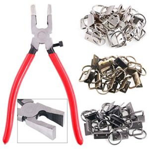 swpeet 36 sets 1″ 25mm 3 colors key fob hardware with 1pcs key fob pliers , glass running pliers tools with jaws, studio running pliers attach rubber tips perfect for key fob