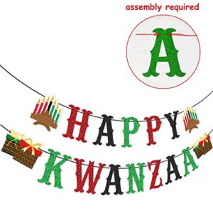 Happy Kwanzaa Banner Happy Kwanzaa Hanging Swirls for African Heritage Holiday Party Mantle Fireplace Home Decorations