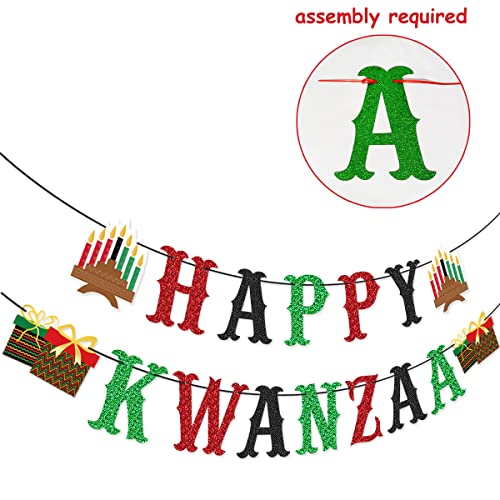 Happy Kwanzaa Banner Happy Kwanzaa Hanging Swirls for African Heritage Holiday Party Mantle Fireplace Home Decorations