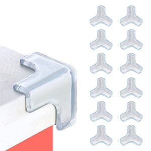 saicheek 12pcs large(length: 1.7inch) silicone corner protector baby proofing,table corner protectors for baby,strong adhesive t shaped baby head protector table corner protectors for furniture