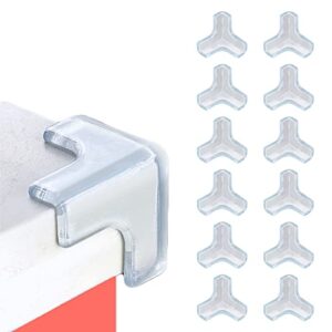 saicheek 12Pcs Large(Length: 1.7inch) Silicone Corner Protector Baby Proofing,Table Corner Protectors for Baby,Strong Adhesive T Shaped Baby Head Protector Table Corner Protectors for Furniture