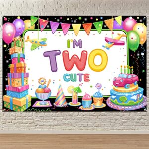i’m two cute birthday backdrop banner decor colorful – happy 2nd birthday party theme decorations for baby girls boys supplies one size
