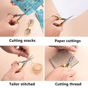 Folding scissors, travel scissors，small scissors，mini scissors,stainless steel telescopic cutter, paper cutting manual DIY scissors (gold)