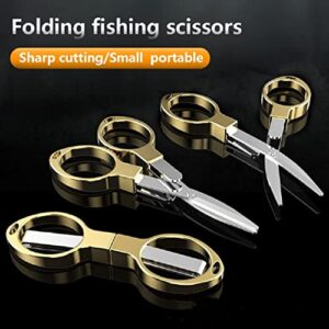 Folding scissors, travel scissors，small scissors，mini scissors,stainless steel telescopic cutter, paper cutting manual DIY scissors (gold)