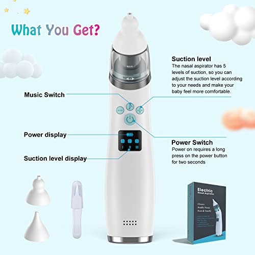 FEDOLOY Baby Nasal Aspirator, Electric Baby Nasal Aspirator, Care for Baby's Health, Only for Mothers to Choose The Right Electric Nose Sucker for Their Babies, White