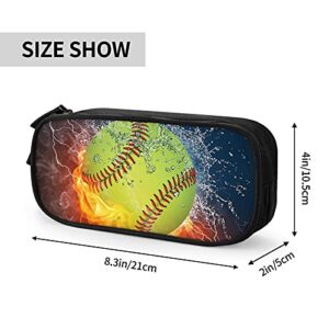 XIAOGUAISHOU, Fire Baseball Pencil Cases for Adults, Pencil Pouch Wide Opening Makeup Small Cosmetic Bag for Adults College Office