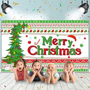 christmas backdrop merry christmas photography background 72.8 x 43.3 inch christmas party decorations large fabric red and green xmas sign banner photo booth props for christmas winter holiday party