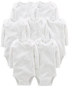 simple joys by carter’s unisex babies’ long-sleeve bodysuit, pack of 7, white, 24 months