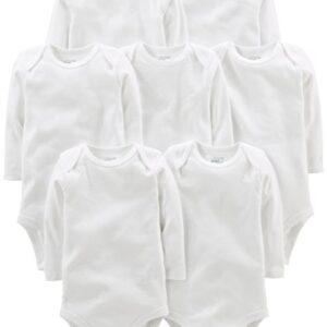 Simple Joys by Carter's Unisex Babies' Long-Sleeve Bodysuit, Pack of 7, White, 24 Months