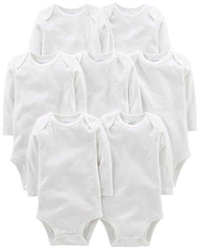 Simple Joys by Carter's Unisex Babies' Long-Sleeve Bodysuit, Pack of 7, White, 24 Months